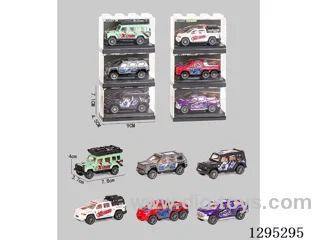 1:64 Pull-Back Die-Cast Cars, 6 mixed
