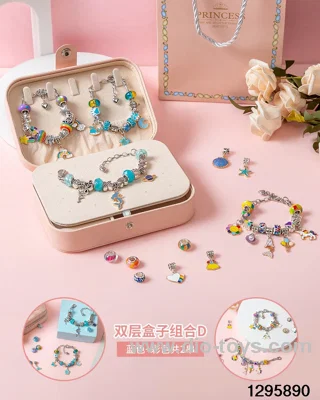 DIY Pandora bracelet jewelry pendant bead string set in colors + blue double-layer box