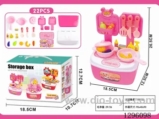 Pretend Play Kitchen Storage Box + Accessories, Tableware Set, Mini Kitchen, Pretend Play Dining Table, Kitchen Toys