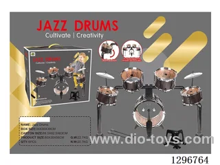 5PCS Wood-Look Jazz Drum Set + Square Stool with Legs (Retractable)