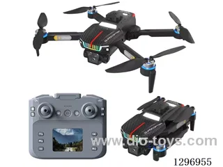 RC drone: Brushless WiFi Motor / 3-Side Obstacle Avoidance / ESC Triple Camera / Optical Flow / 3.7V / Remote Control with 2.4 inch Large Screen, Video Transmission, included Rechargeable Battery