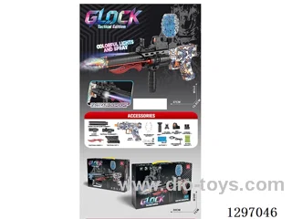 Glock B/O Burst-Fire Water bullet gun , Fully Equipped Edition with Rainbow Lights, Spray, and Silencer (Includes Infrared/Flashlight/ Tactical Knife/Tactical Holster/Folding Iron Sights/Mini Holographic Sight/Straight Grip)