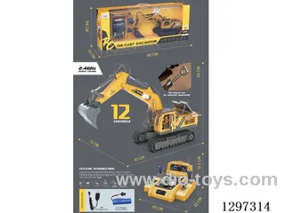 12ch Steering Wheel RC Die-Cast Excavator