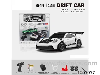 1:43 911 4WD RC Drift Die-Cast Car, 2.4G, Full-Scale (Gyro), Battery Included