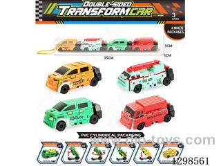 Double-Sided Transformable Cars - 4 Models, 4 Colors
