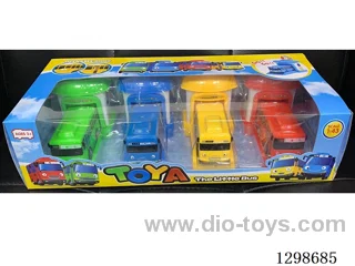 Pull Back Minibus + Catapult House 4-in-1 Set