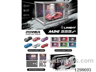 Container Garage Light-Up DIY Scene – 1:64 free wheel Die-Cast Classic Sports Car Model