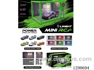 Container Garage, Light-Up DIY Scene, 1:64 free wheel Die-Cast Race Car Model