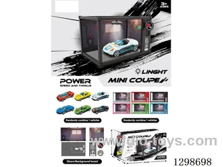 Container Garage, Light-Up DIY Scene, 1:64 free wheel Die-Cast Race Car Model