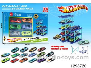 Hot Wheels Parking Racks, 6 Sets (with 6 free-wheel die-cast cars)