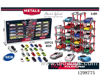 1:64 free wheel Die-Cast car DIY Parking Lot Set 20 Cars with 20 Parking Spaces