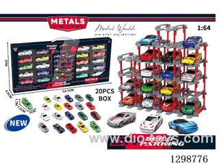 1:64 free wheel Die-Cast car DIY Parking Lot Set 20 Cars with 20 Parking Spaces