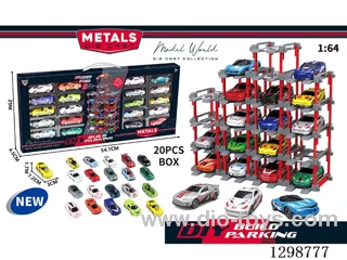 1:64 free wheel Die-Cast car DIY Parking Lot Set 20 Cars with 20 Parking Spaces