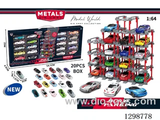 1:64 free wheel Die-Cast car DIY Parking Lot Set 20 Cars with 20 Parking Spaces