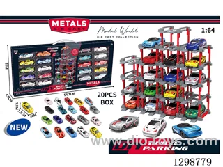 1:64 free wheel Die-Cast car DIY Parking Lot Set 20 Cars with 20 Parking Spaces