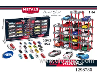 1:64 free wheel Die-Cast car DIY Parking Lot Set 20 Cars with 20 Parking Spaces
