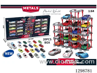 1:64 free wheel Die-Cast car DIY Parking Lot Set 20 Cars with 20 Parking Spaces
