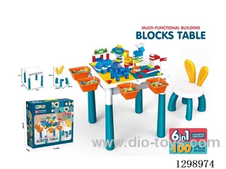 Building Block Table + 100 Basic Bricks + 1 Chair (includes booster seat and storage box)