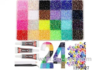 24-Compartment Basic Rhinestone Box (Glue + Tweezers + Pen)