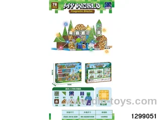 My World Forest Scene 3.0 Magnetic Panel Open Window Box - 78 Pieces, Includes 1 Magnetic Building Figure and 3-Step Adjustable Light Strip
