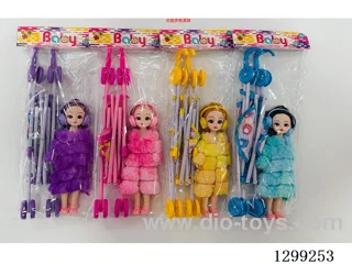 12 Inch articulated solid body doll with headphone stroller