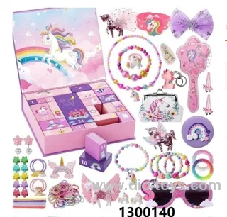 Girl Toy Countdown Christmas Advent Calendar Jewelry Necklace Kawaii Gift Set in color box