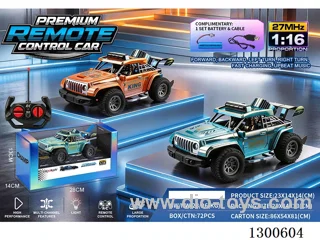 1:16 High-Speed Jeep Wrangler 4ch RC Car (Red, Blue; battery included)