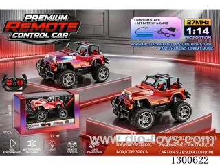 1:14 4ch Off-Road RC Car Jeep Wrangler, Red, Orange (battery included)
