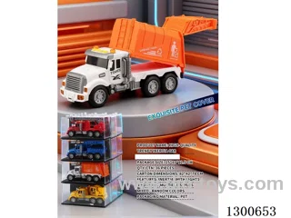 1:24 Construction Vehicle Garbage Truck (Inertia Car) W L/M/Openable Door, Battery Included