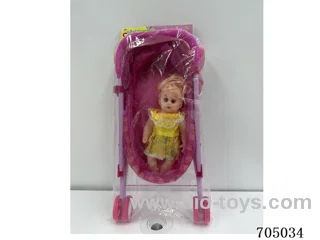 Metal Baby Stroller + doll
