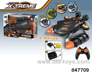 2.4G 8 ch rc four-wheel drive amphibious hovercraft with light in window box include charger