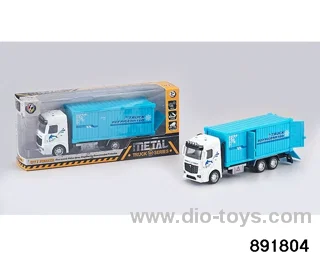1:32 Pull back alloy container truck in window box