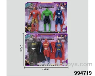 3pcs Spider-Man Batman Superman US Captain Green Giant Black Spider-Man Iron 21CM in blister
