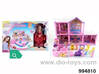 DIY villa set with doll in window box