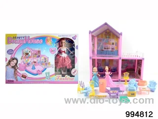 DIY villa set with doll in window box