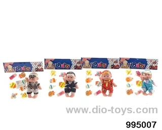 5-inch enamel small cartoon doll with dessert plastic sheet in PP bag with header