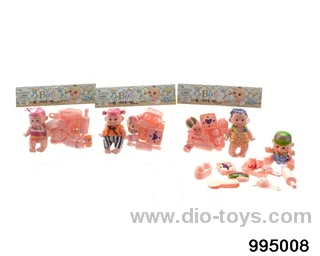 5-inch enamel small color doll with package point, 10-piece set in PP bag with header