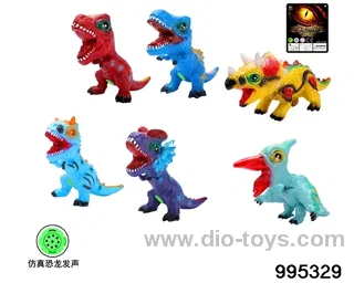Large enamel cartoon dinosaur 6 mixed (with IC call) in Hangtag