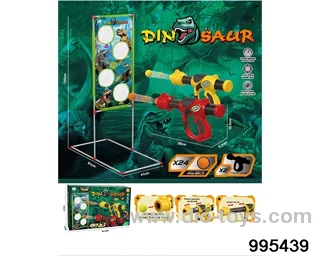 Air double gun with shooting game rack (dinosaur) with 24 balls in color box