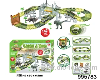 Electric dinosaur track in 144PCS color box