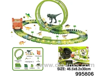 Electric dinosaur track in 92PCS window box