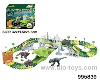 Electric dinosaur track in 144PCS color box