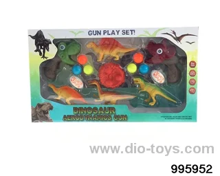 Table tennis gun+dinosaur in window box