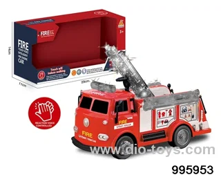 Voice touch fire truck with light music 3AA not included in window box