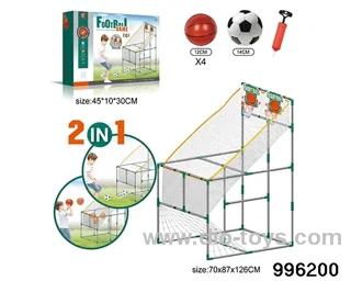 Double small basketball board shooting machine and football 2 in 1 in color box
