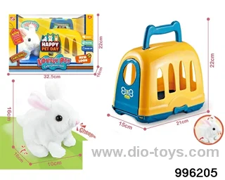 Plush toy electric rabbit set+pet rabbit cage in window box