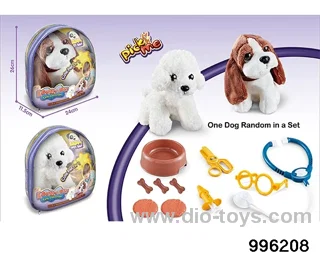 Plush dog filled with cotton bagido dog/teddy dog mix+medical kit in PVC packsack