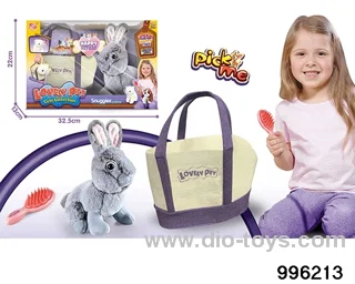 Plush rabbit pure grey Dutch rabbit+BB whistle+storage bag in window box
