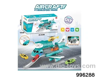 Urban series retractable rail plane+(3 iron cars) (1AB small plane) (6 roadblocks) in color box