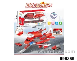 Fire-fighting series retractable rail aircraft+(3 AB vehicles) (1AB small aircraft) (6 roadblocks) in window box